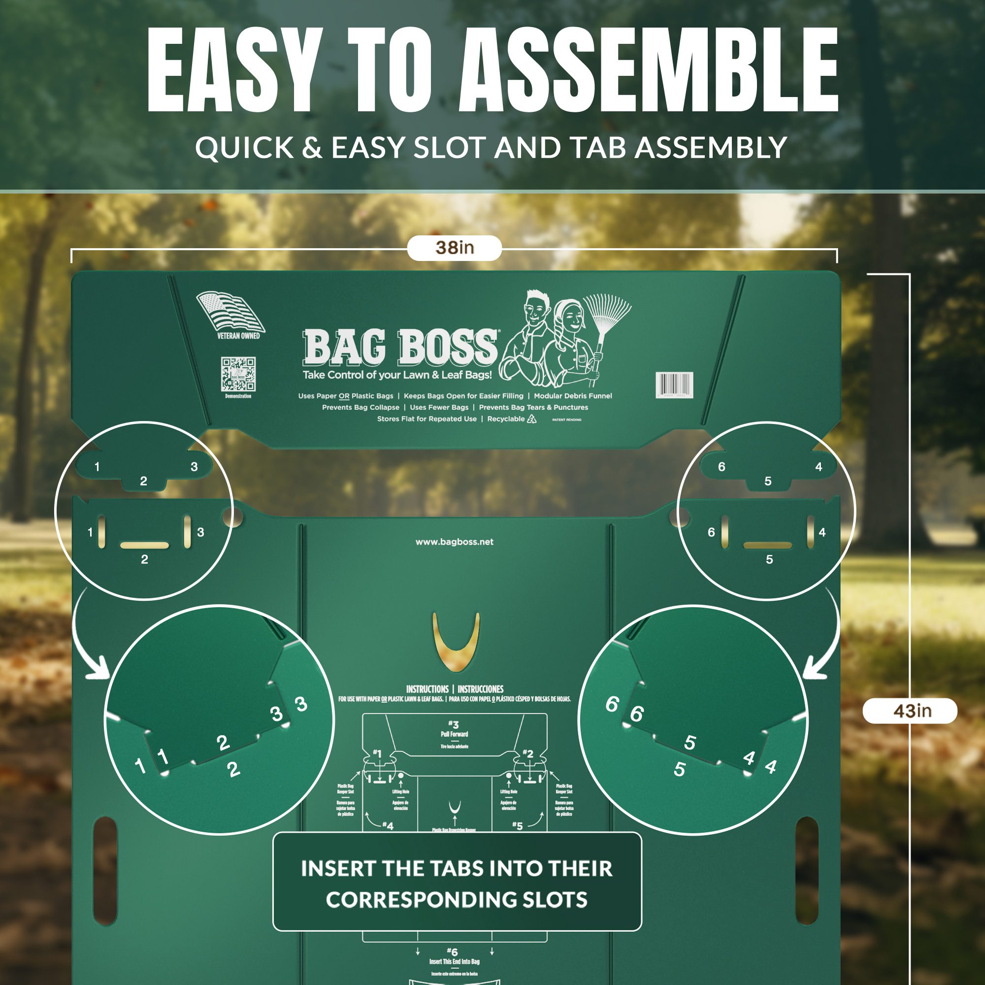 Showing that the bag boss is easy to assemble.