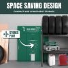 Showing that the bag boss has a space saving design by folding flat for easy storage.