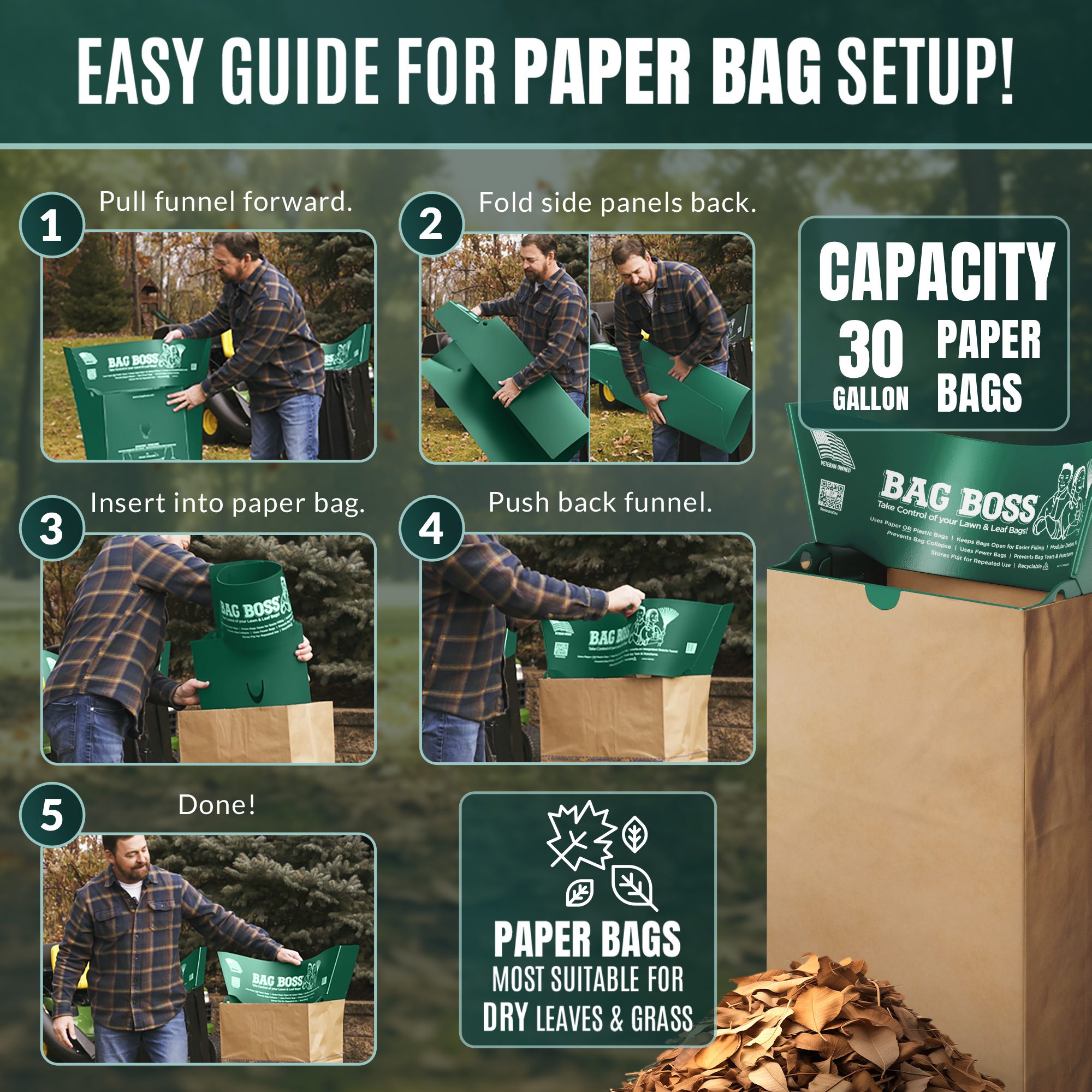 how to set up a paper bag on the bag boss.
